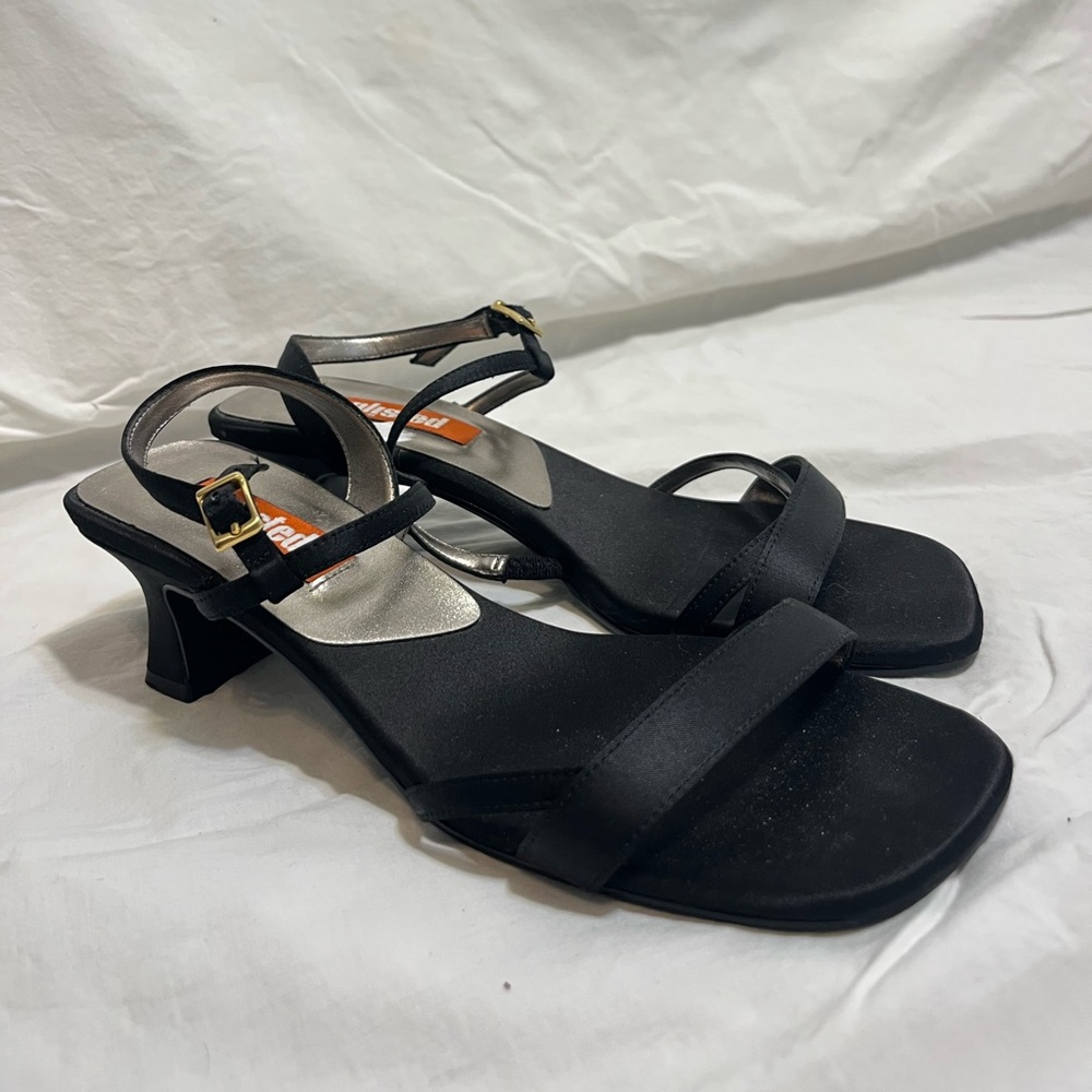 Black Strappy Square Toe Kitten Heels- Size 8.5